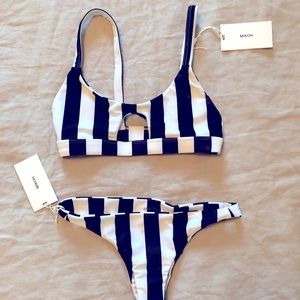 Mikoh retro stripe night top and bottom NWT XS